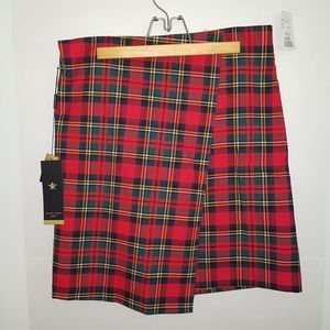 MASSIMO FABBRO ITALY *NWT* Red Tartan Mini Skirt/Kilt. Size Medium